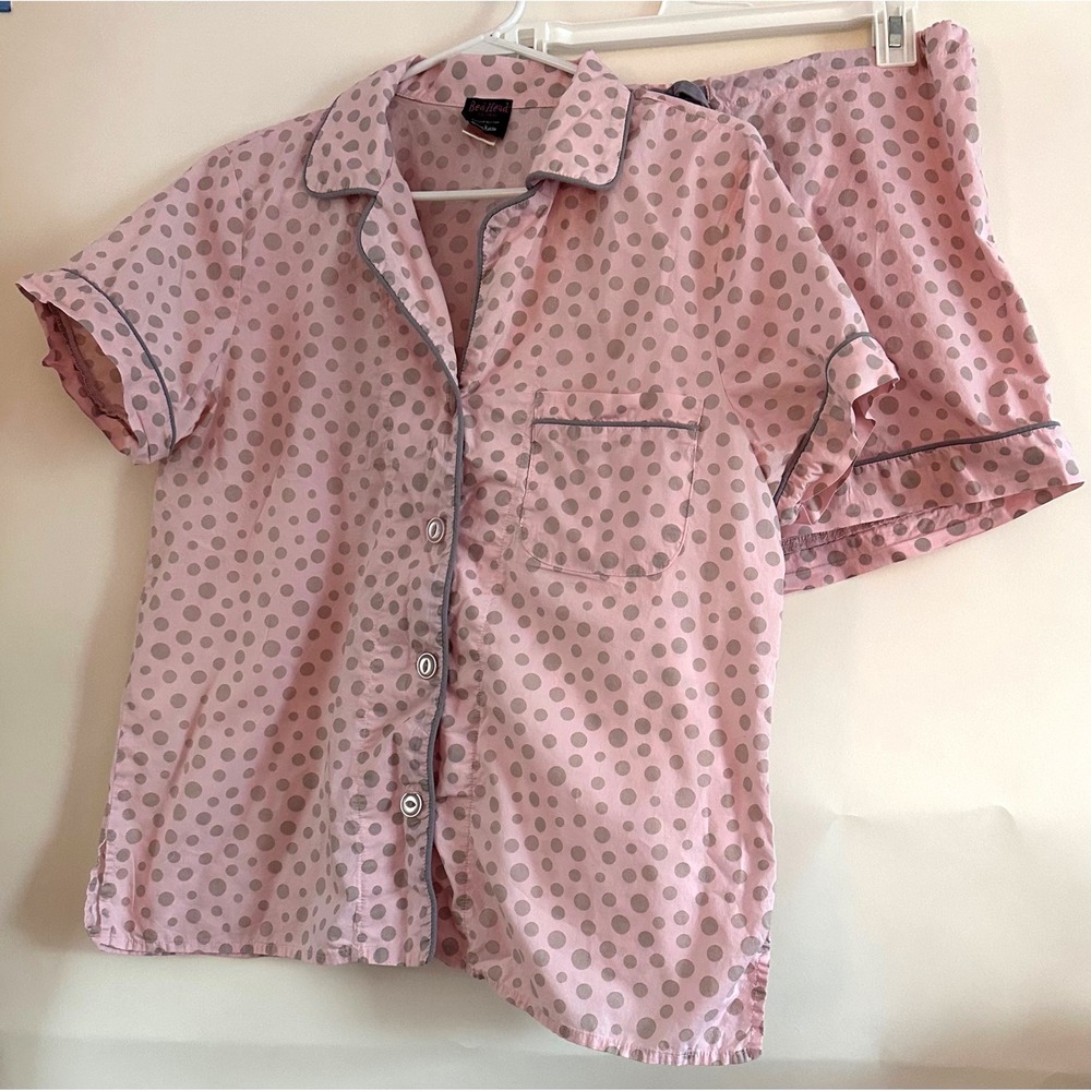 BedHead Pajamas Neiman Marcus Pink Polka Dot Cotton Pajama Set Shorts Large